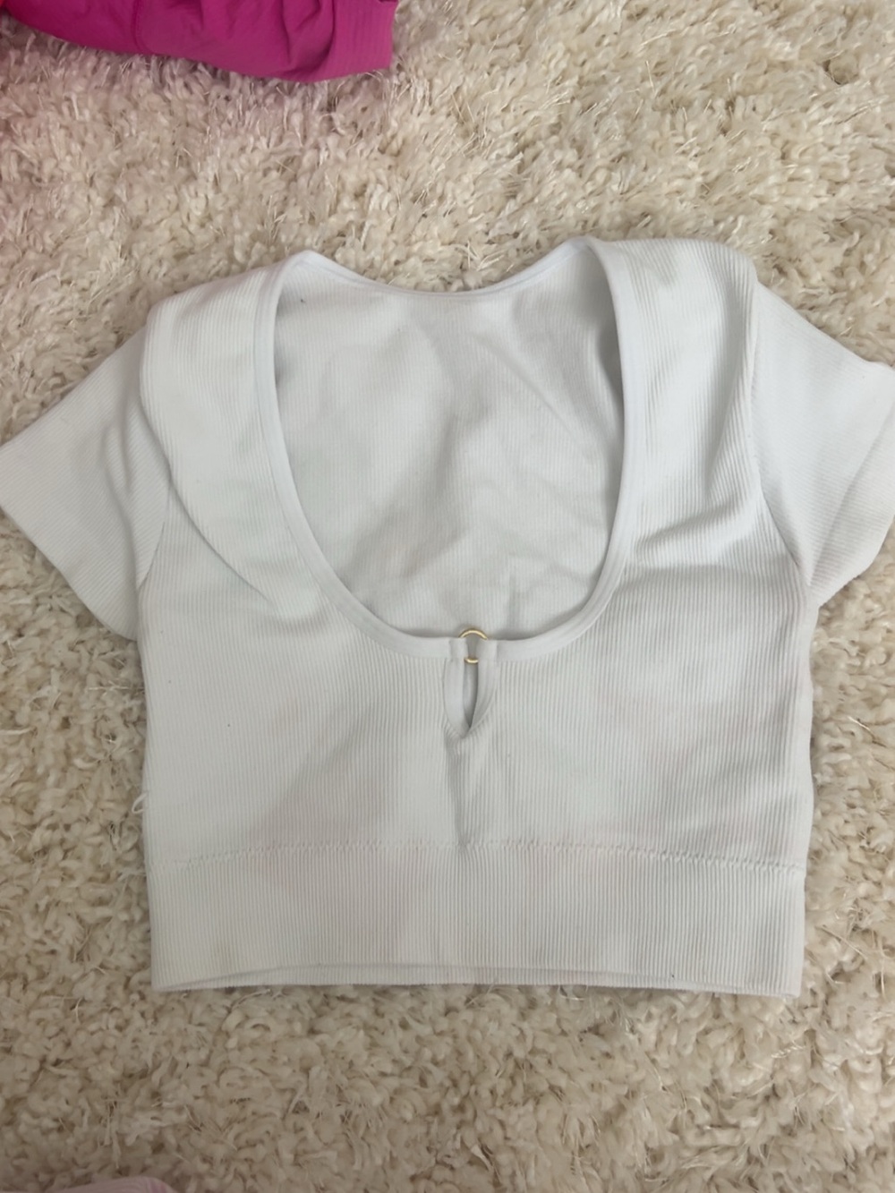 Ribbed Scoop Neck Crop Top in White OFFLINE by Aerie